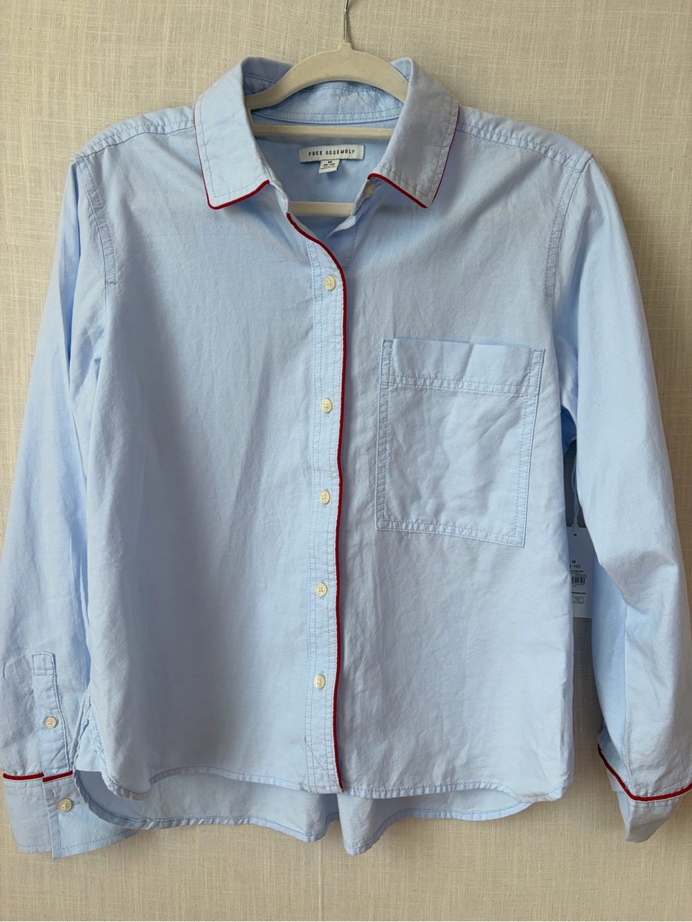 J. Crew Light Blue Button-Down Shirt with Red Piping